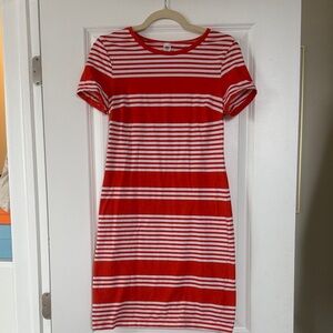 Old Navy Striped Orange-y Red and White Mini Dress